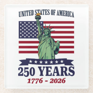 USA Freiheitsstatue 250 Jahre 1776-2026 Glasuntersetzer