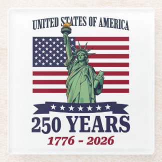 USA Freiheitsstatue 250 Jahre 1776-2026 Glasuntersetzer