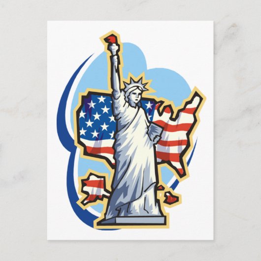 USA - Freiheitsstatue in den Wolken Postkarte (Vorderseite)