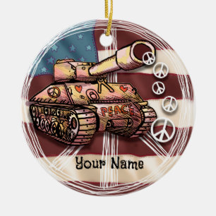 USA Frieden Panzer Schmuck Keramik Ornament