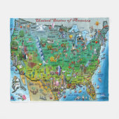 USA Fun Map Fleecedecke (Vorderseite (Horizontal))