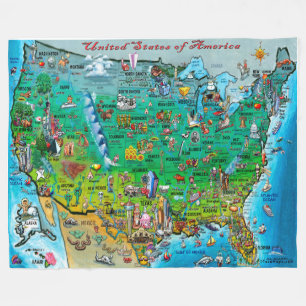 USA Fun Map Fleecedecke