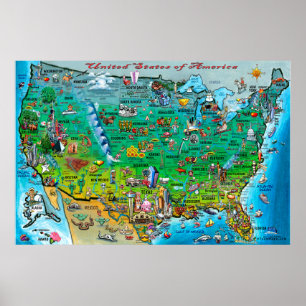 USA Fun Map Poster