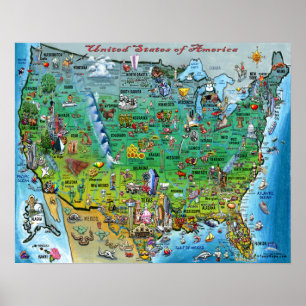 USA Fun Map Poster