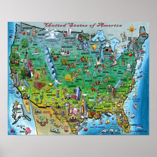 USA Fun Map Poster (Vorne)