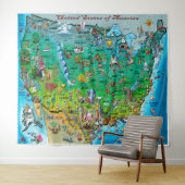 USA Fun Map Tapestry Wandteppich (Beispiel (Horizontal))
