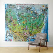USA Fun Map Wandteppich (Beispiel (Horizontal))
