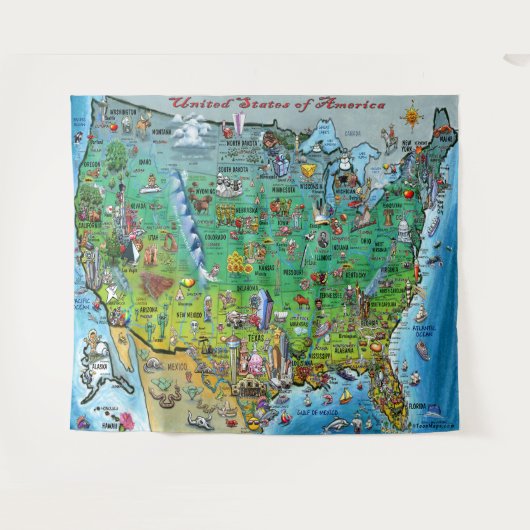 USA Fun Map Wandteppich (Vorderseite (Horizontal))