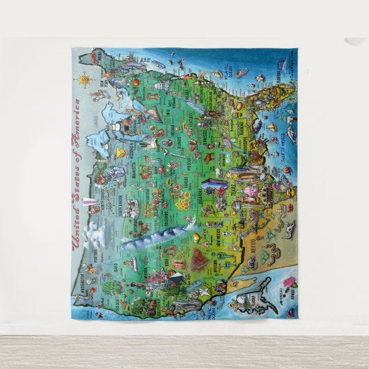 USA Fun Map Wandteppich (Vorderseite)