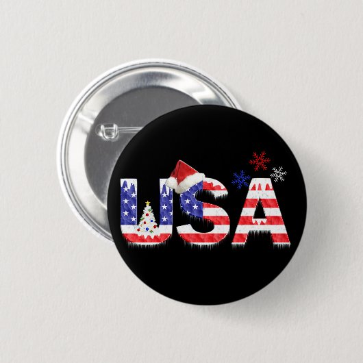 USA für Weihnachten Button (Vorne & Hinten)