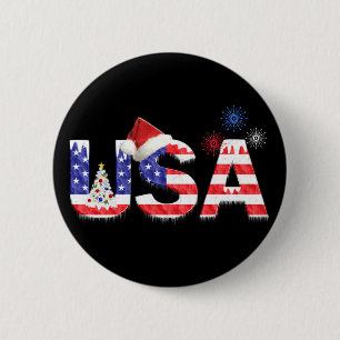 USA für Weihnachten Button
