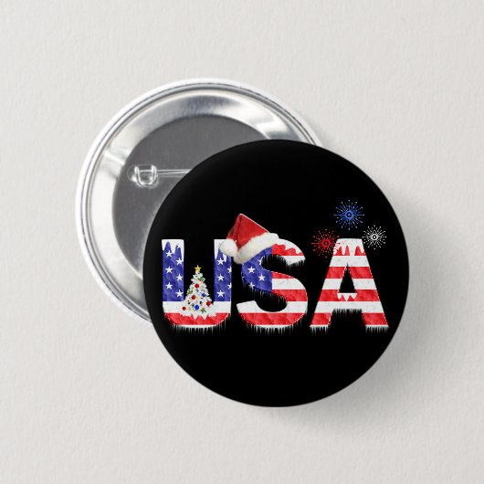 USA für Weihnachten Button (Vorne & Hinten)