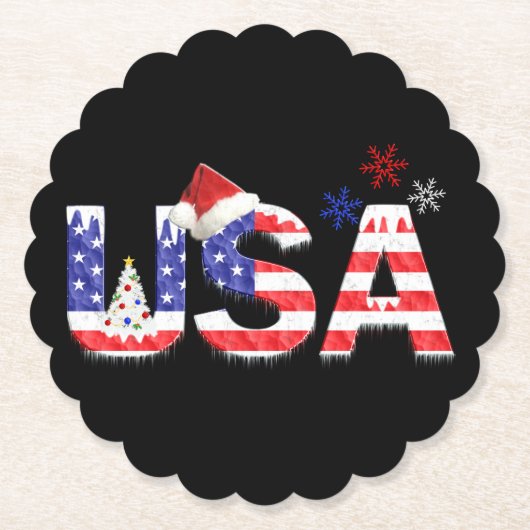 USA für Weihnachten Untersetzer (Vorderseite)