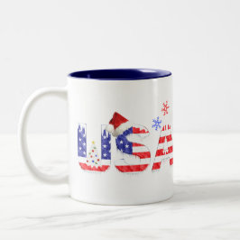USA für Weihnachten Zweifarbige Tasse