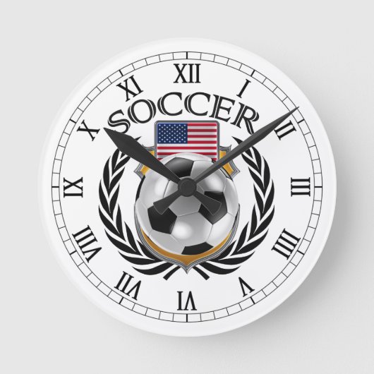 USA Fußball 2016 Fangerät Runde Wanduhr (Vorderseite)