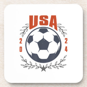 USA Fußball Ball 2024 Stars & Laurel Wreath Vintag Getränkeuntersetzer