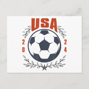 USA Fußball Ball 2024 Stars & Laurel Wreath Vintag Postkarte