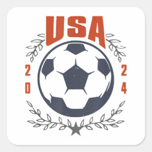 USA Fußball Ball 2024 Stars & Laurel Wreath Vintag Quadratischer Aufkleber