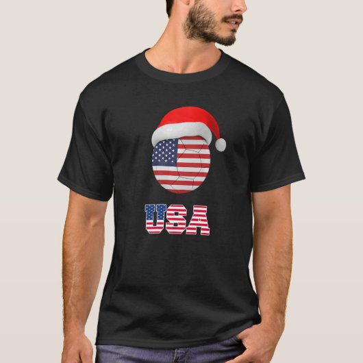USA Fußball-Ball Weihnachtsmannmütze American Flag T-Shirt (Vorderseite)