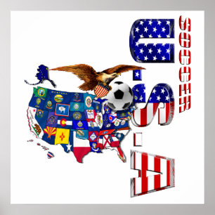 USA Fußball-Karte Poster