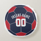 USA Fußball Name Rundes Kissen (Vorderseite)