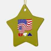 USA Fußball und Flagge Keramik Ornament (Links)