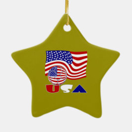 USA Fußball und Flagge Keramik Ornament