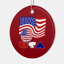 USA Fußball und Flagge Keramikornament