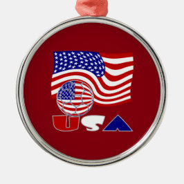 USA Fußball und Flagge Ornament Aus Metall