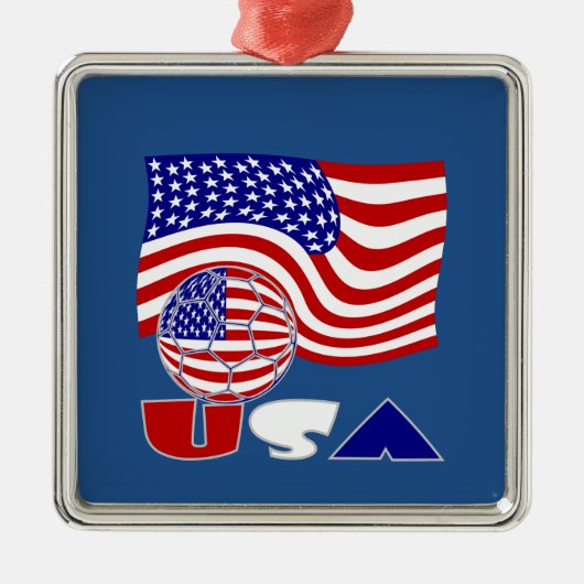 USA Fußball und Flagge Ornament Aus Metall (Vorne)