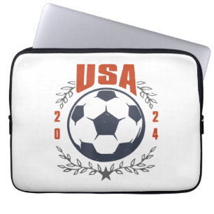 USA Fußballball 2024 Sterne & Lorbeerkranz Vintage Laptopschutzhülle