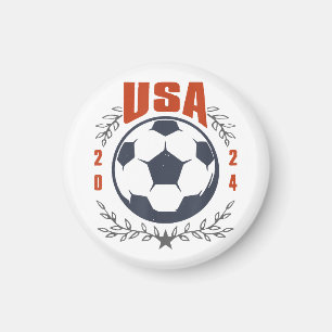 USA Fußballball 2024 Sterne & Lorbeerkranz Vintage Magnet