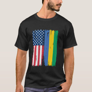 USA Gabun Halbamerikanische Flaggenroots T-Shirt