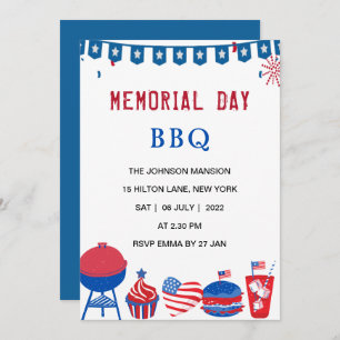 USA Gedenktag GRILLEN Party patriotisch Einladung