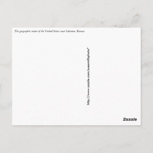 USA Geographisches Zentrum - Libanon, Kansas Postkarte (Rückseite)