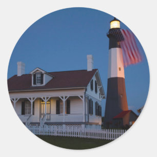 USA, Georgia, Tybee Island, Flagge Hissen Runder Aufkleber