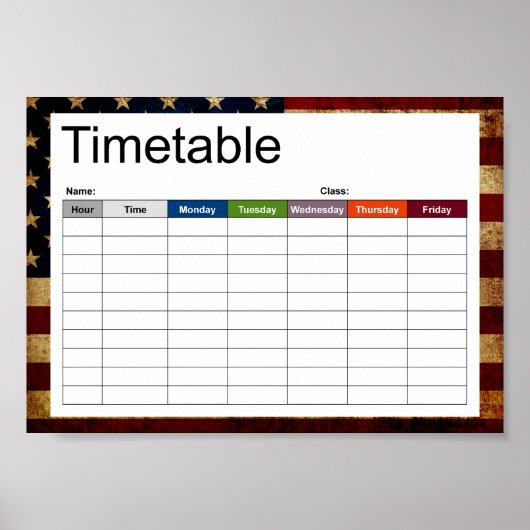 USA/gepanzerte Flagge Zeitplan Poster (Vorne)