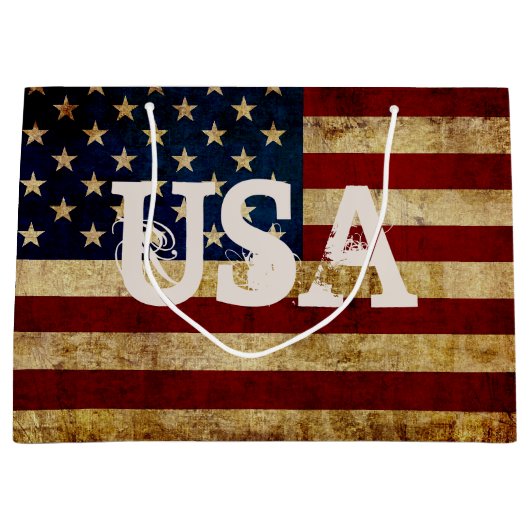 USA/gerundete Flagge Große Geschenktüte (Vorderseite)