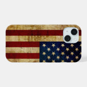 USA/gerundete Flagge iPhone 15 Hülle (Rückseite (Horizontal))