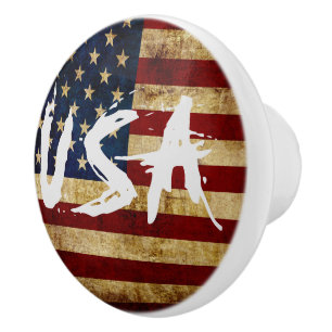 USA/gerundete Flagge Keramikknauf