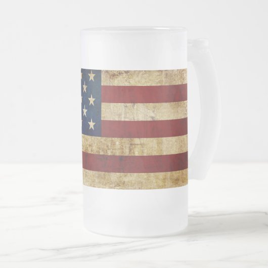 USA/gerundete Flagge Mattglas Bierglas (VorderseiteRechts)
