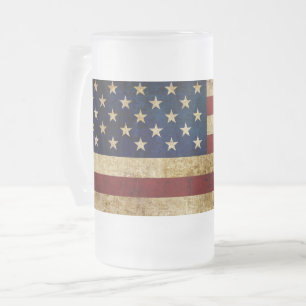USA/gerundete Flagge Mattglas Bierglas