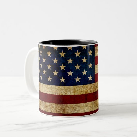 USA/gerundete Flagge Zweifarbige Tasse (Vorderseite Links)