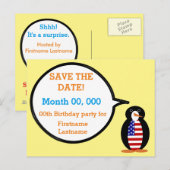USA - Gespräch mit Frau Penguin Personalisiert Ankündigungspostkarte (Vorne/Hinten)