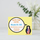 USA - Gespräch mit Frau Penguin Personalisiert Ankündigungspostkarte (Stehend Vorderseite)