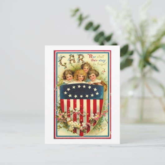 USA Girls Vintag Americana Postkarte (Stehend Vorderseite)