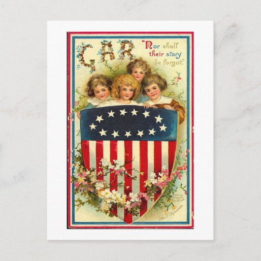 USA Girls Vintag Americana Postkarte (Vorderseite)