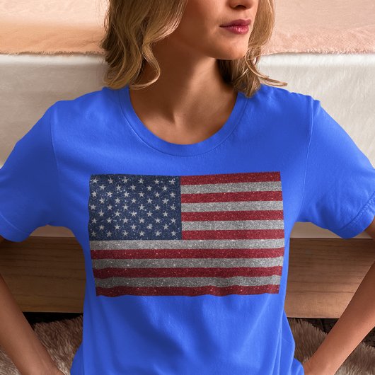 USA Glitzer Look Flag Forth Juli T-Shirt