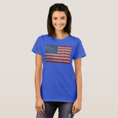 USA Glitzer Look Flag Forth Juli T-Shirt (Vorne ganz)