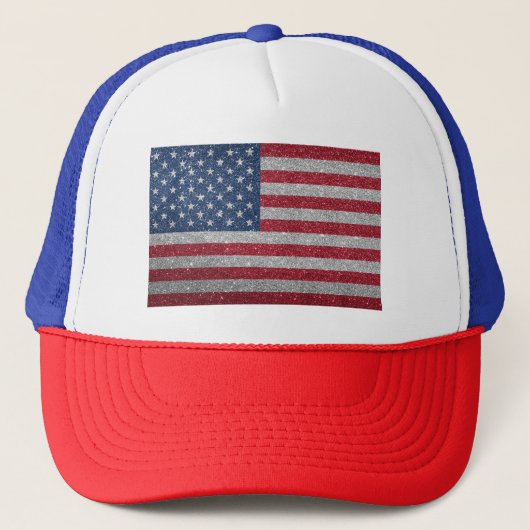 USA Glitzer Look Flag Forth Juli Truckerkappe (Vorderseite)